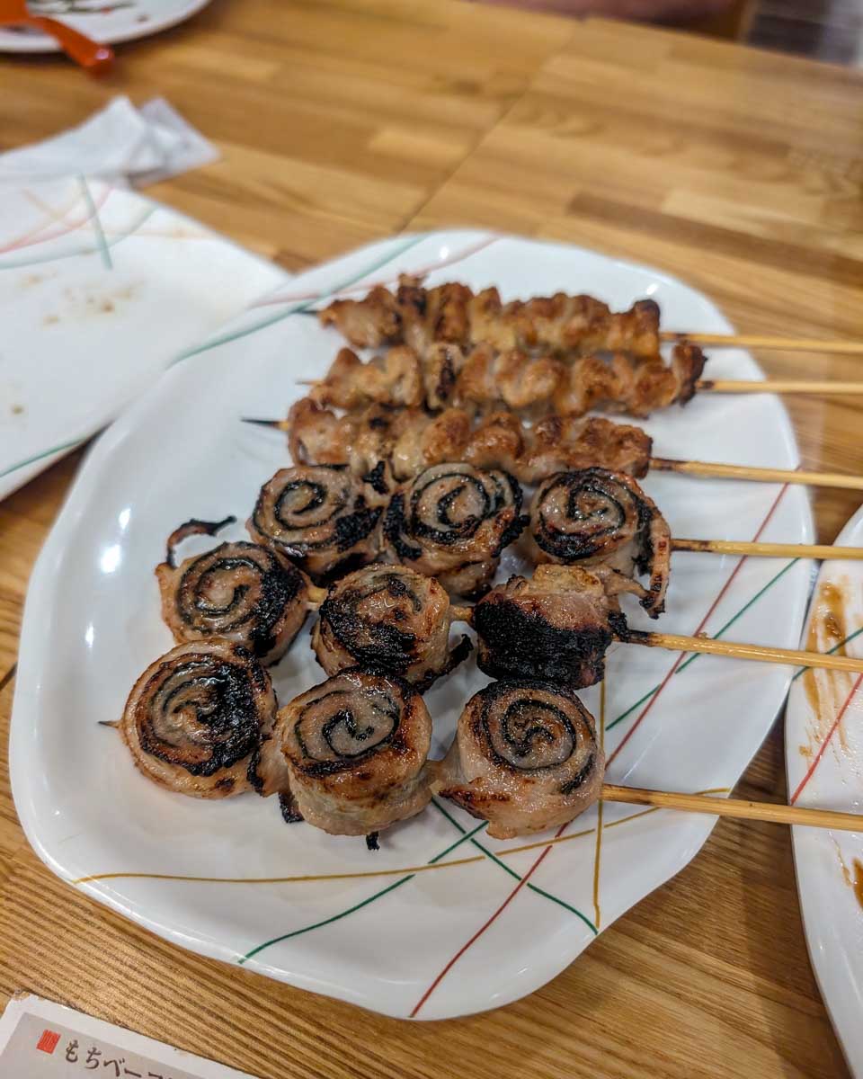 Food on a food tour in Tokyo Japan