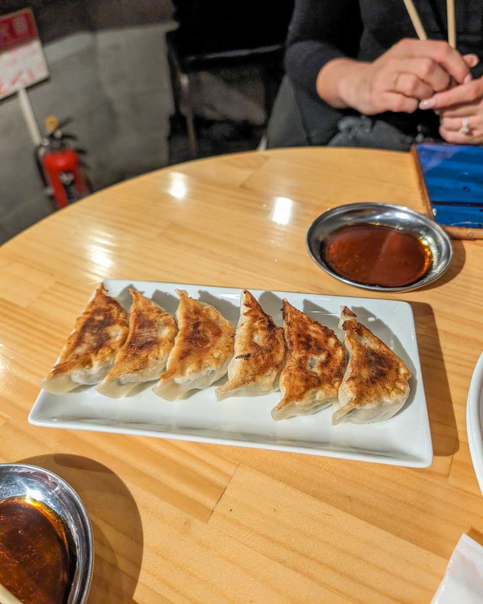 Gyoza dumplings on a food tour in Tokyo Japan