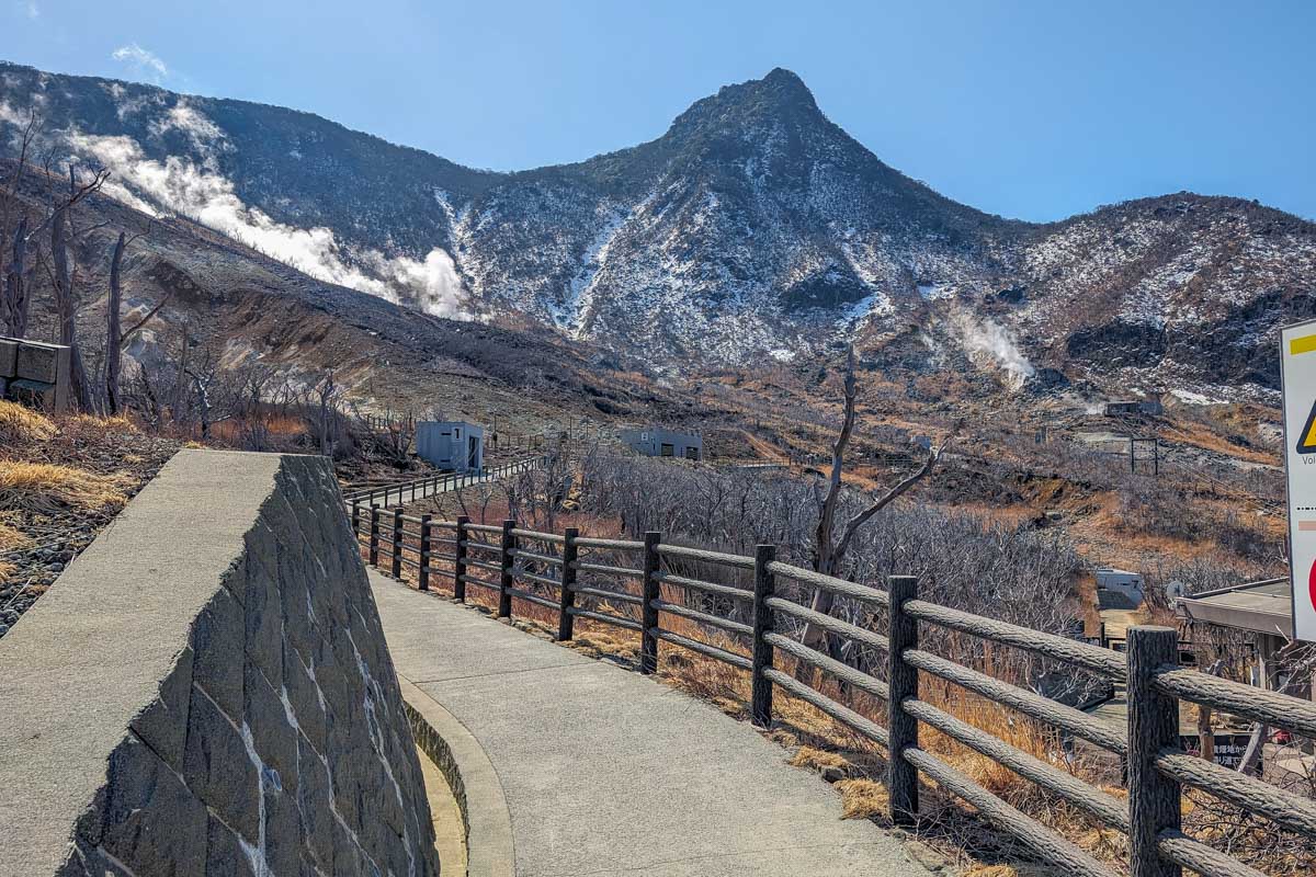 A trail at Owakudani Volcanic Valley in Hakone Japan