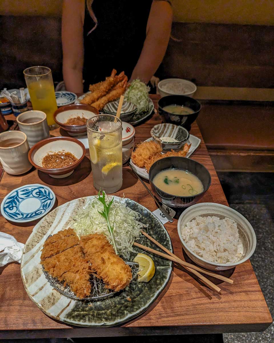 Tonkatsu eaten on a food tour of Nishiki Market in Kyoto Japan