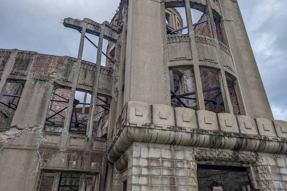 The Atomic Bomb Dome seen up close in Hiroshima Japan