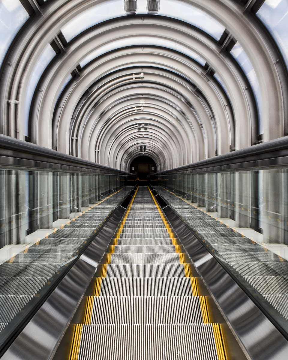 Escalators in Umeda Sky Building in Osaka Japan