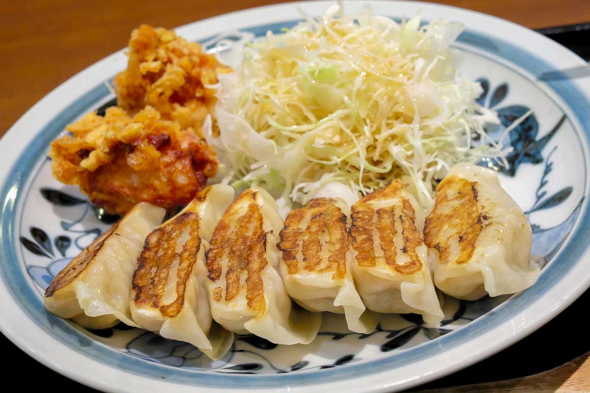 Gyoza eaten in a train station in Hiroshima Japan