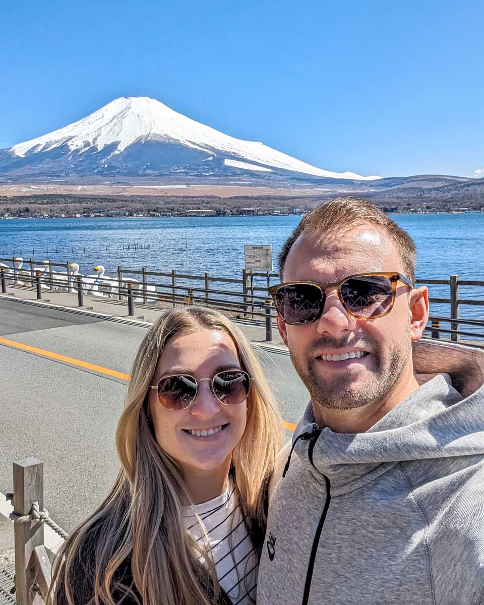 Bailey-and-Daniel-take-a-selfie-with-Mt-Fuji-and-Lake-Kawaguchiko-in-the-background-Japan
