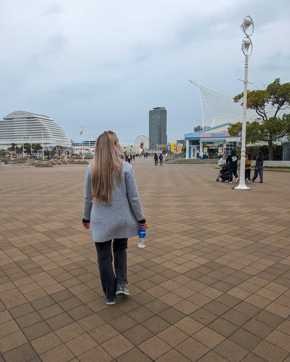 Bailey walks through Harborland in Kobe Japan (2)
