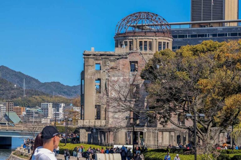 The Atomic Dome on a sunny day in Hiroshima Japan