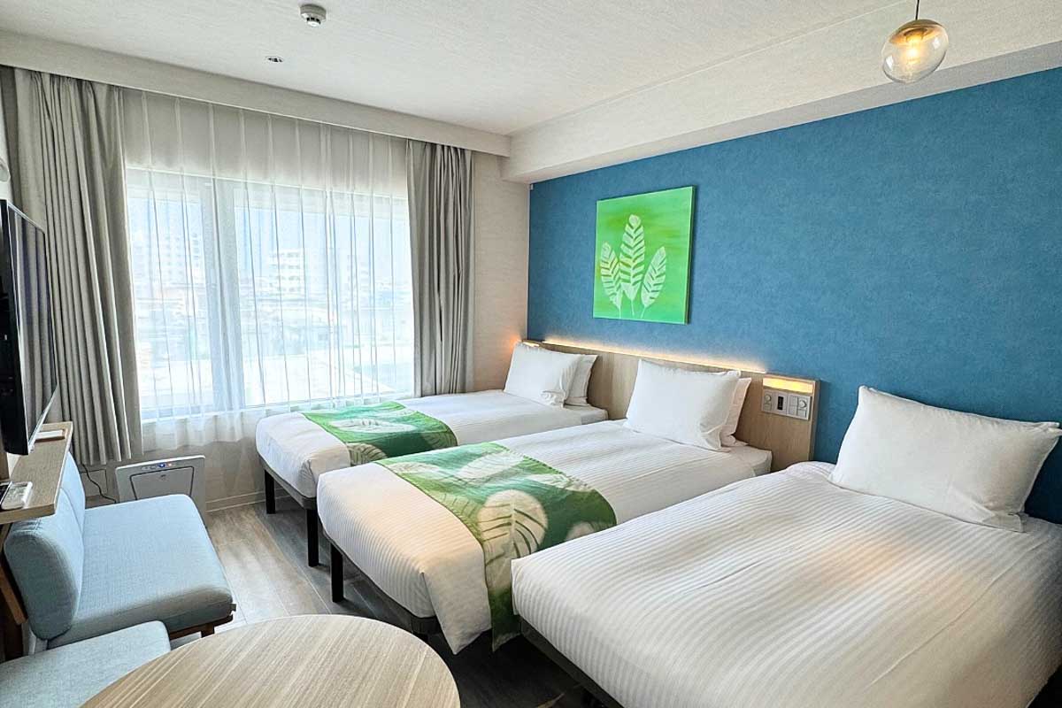 Hotel room at the Tabino Hotel lit Miyakojima Okinawa