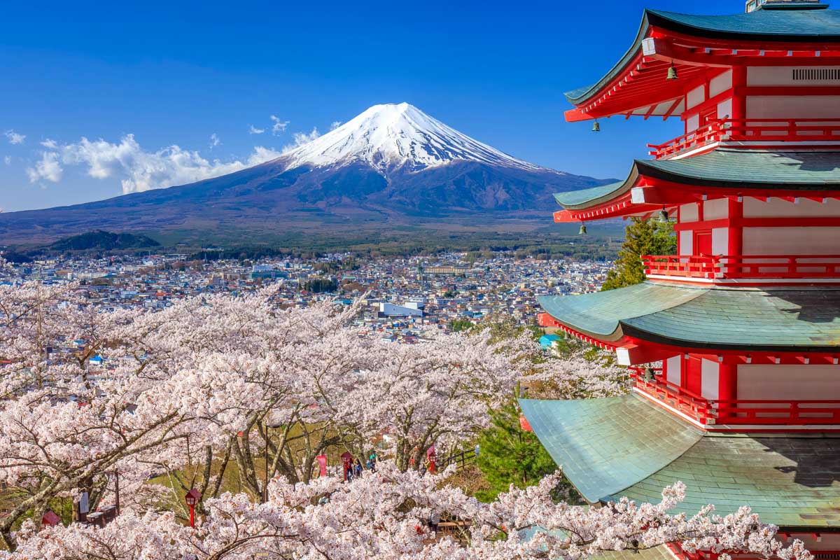 Mt. Fuji with Chureito Pagoda in Japan