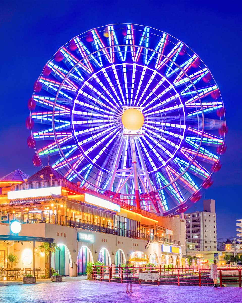 The Mihama American Village at night at Chatan Okinawa