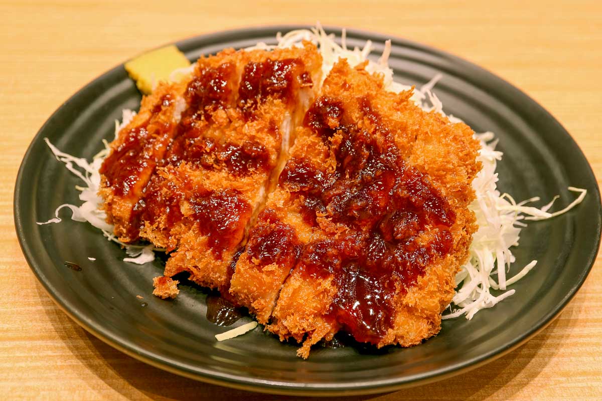 Tonkatsu served for dinner in Okinawa Japan