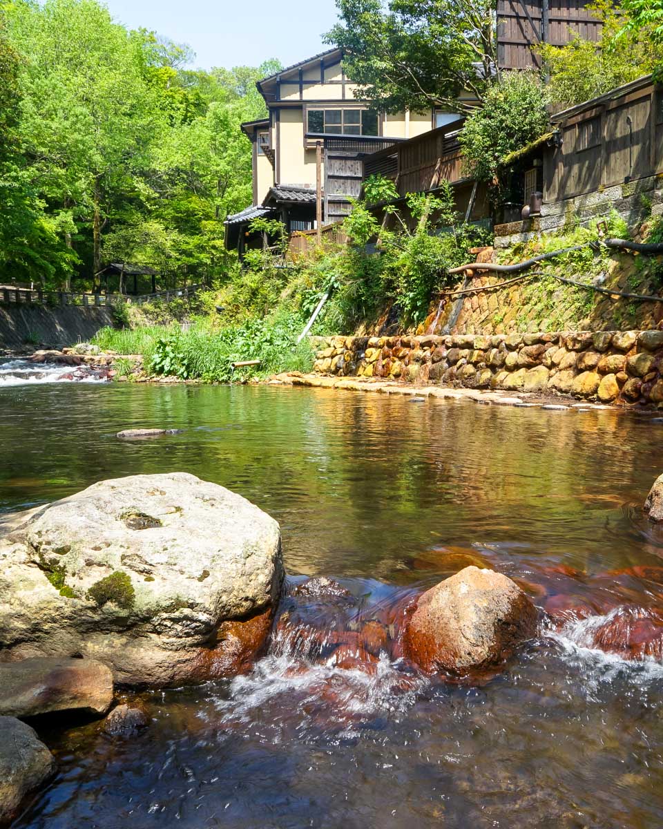 A river at the Kurokawa Onsen on a tour from Fukuoka Japan