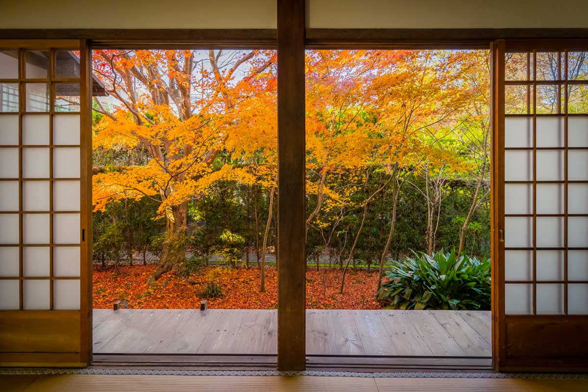 A ryokan in Kyoto Japan in the fall