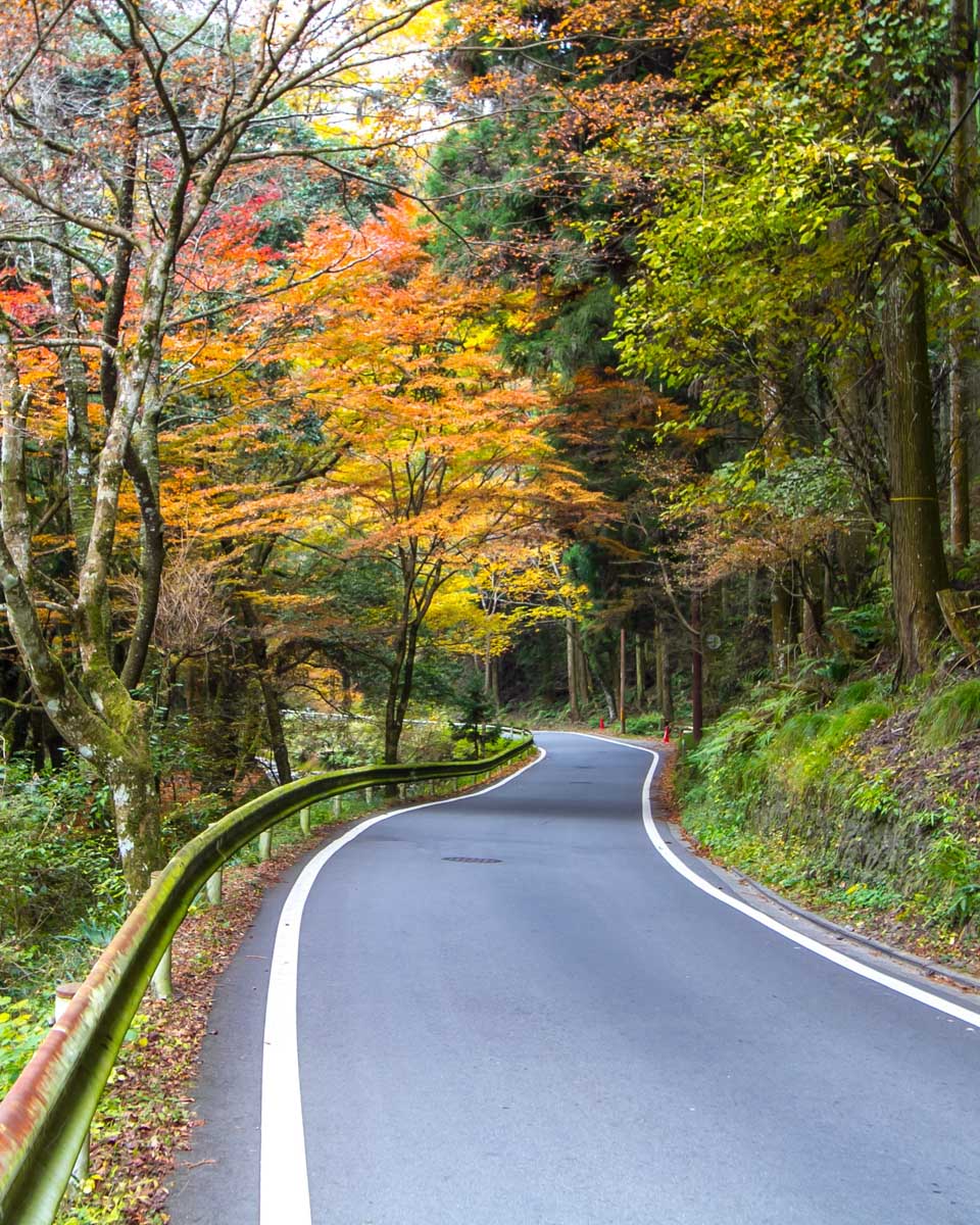 A winding mountain road in Japan