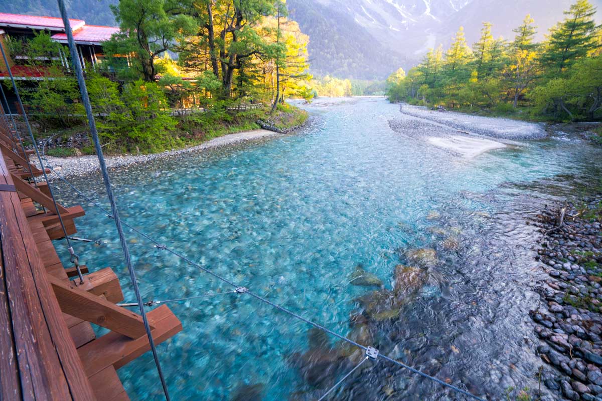 Azusa River in the Japanese Alps in Japan