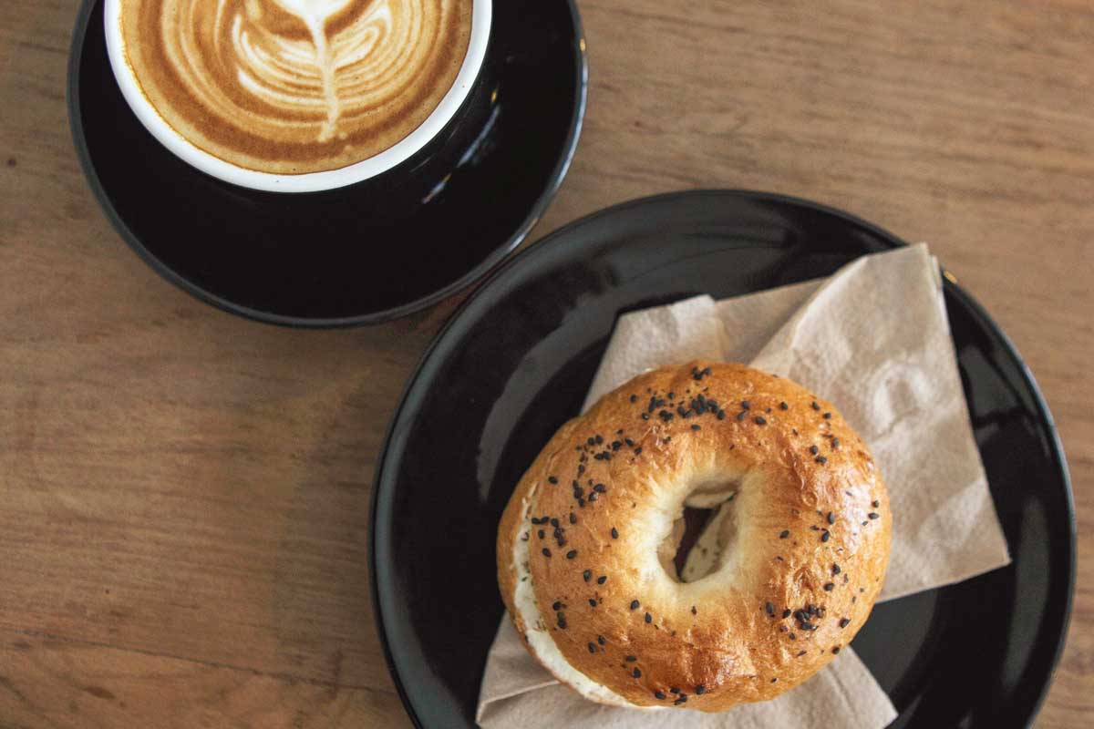 Bagel-with-coffee-for-breakfast-in-Nagano Japan
