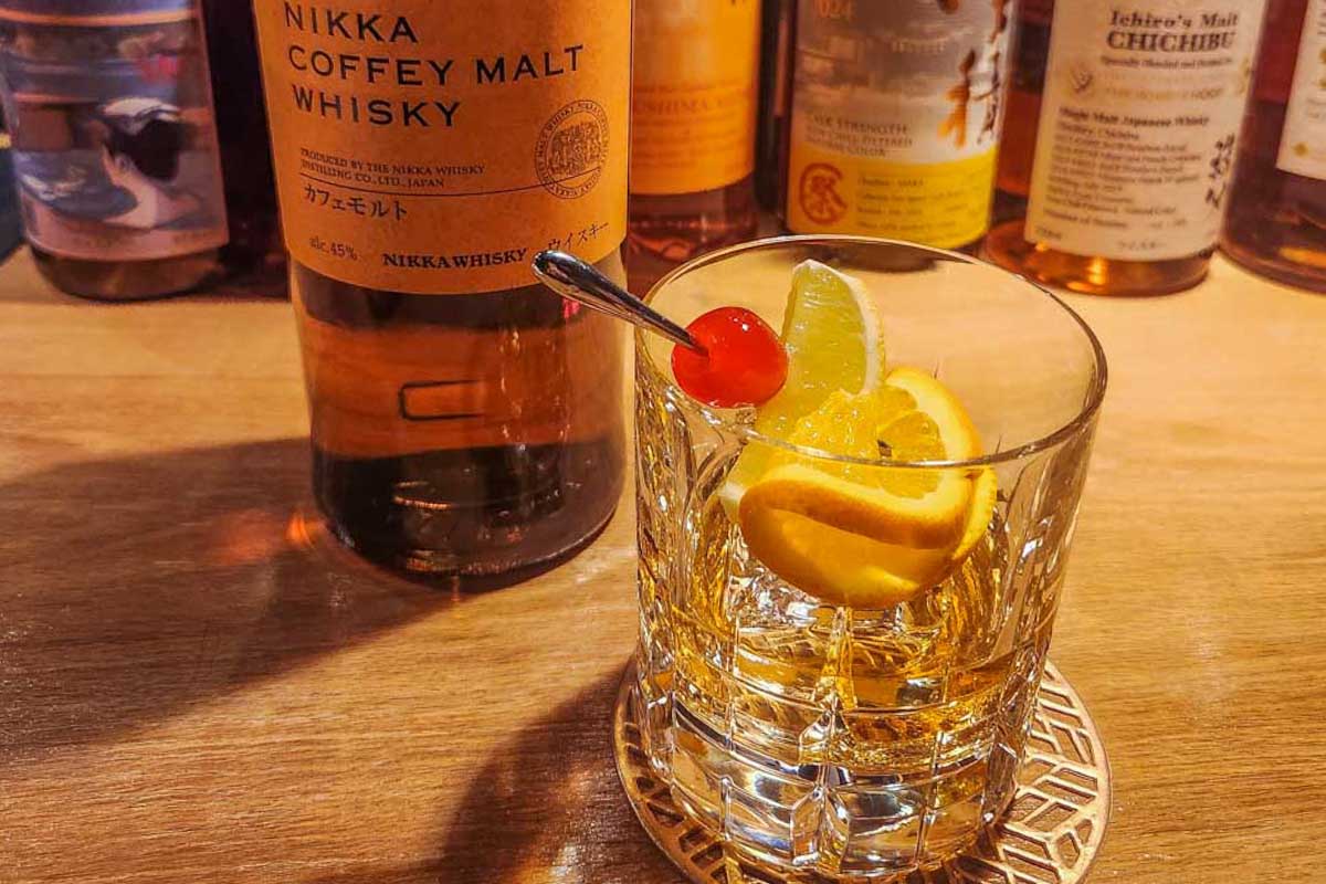 Cocktail-made-from-Japanese-Whisky-in-Kanazawa Japan
