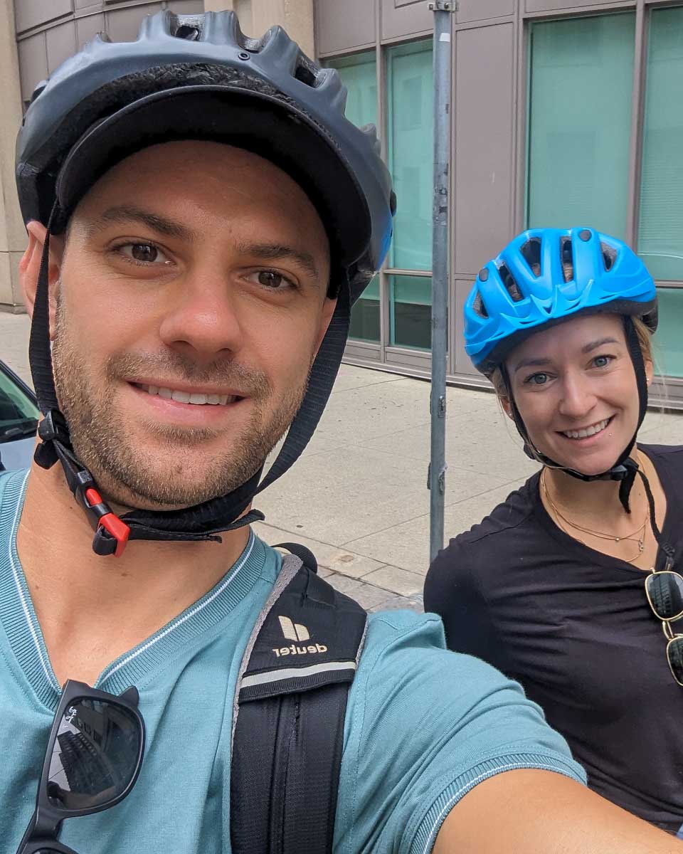 Daniel-and-Bailey-ride-ebikes-on-a-tour-in-Shibuya Tokyo Japan