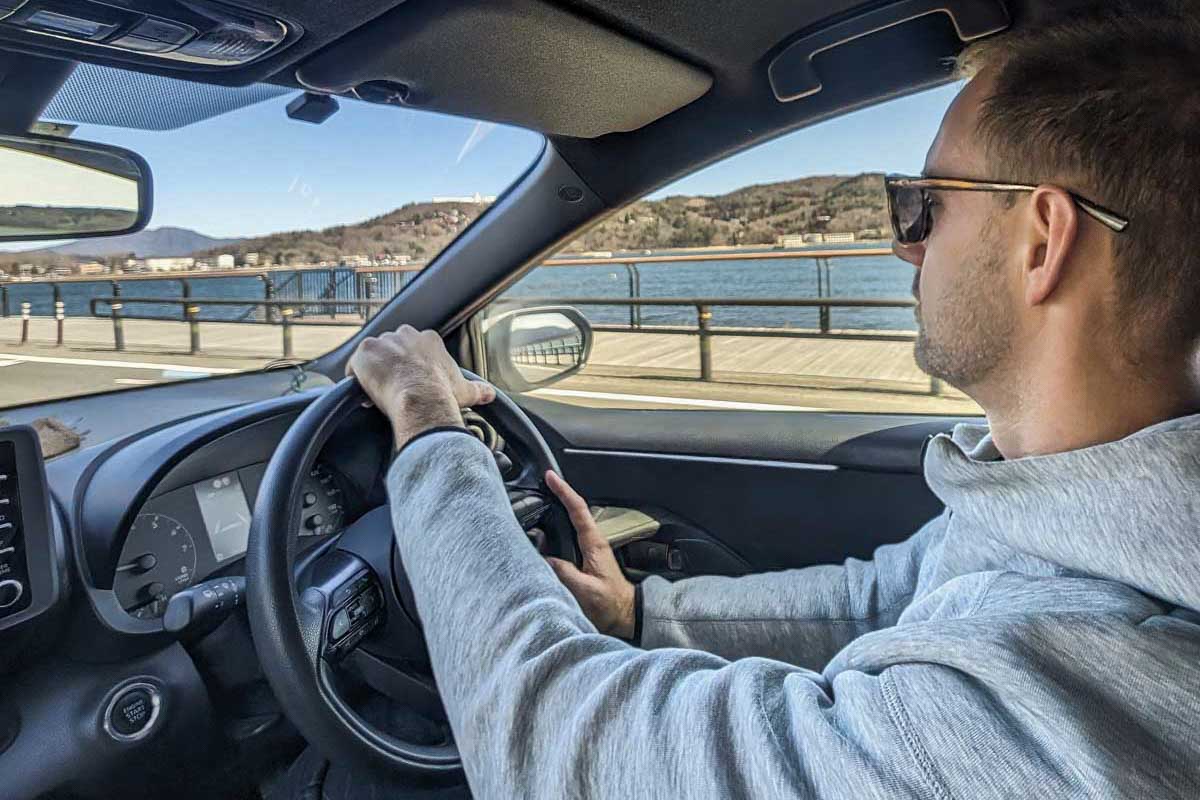 Daniel-drives-a-rental-car-in-Japan