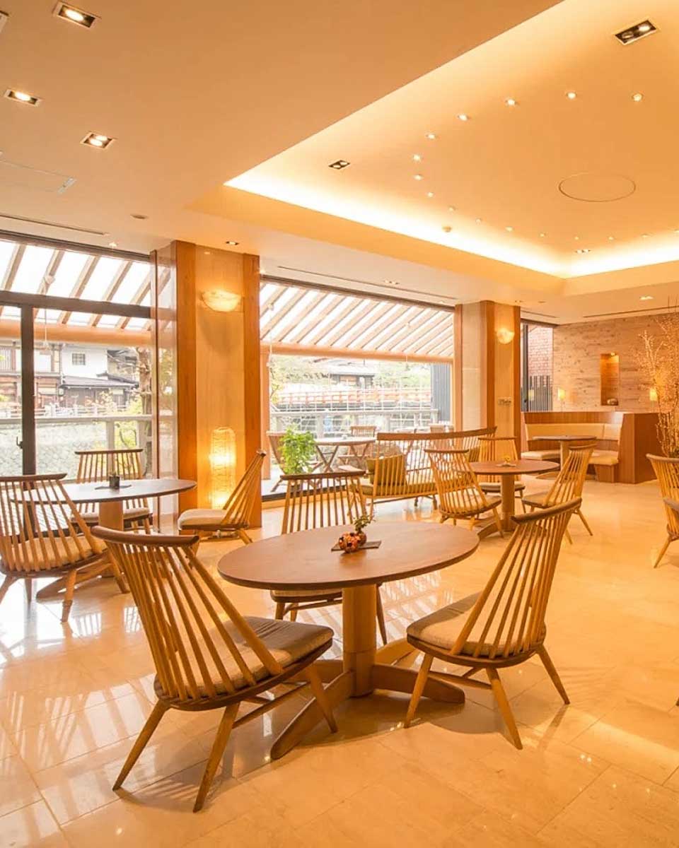 Dining area at Honjin Hiranoya Annex in Takayama Japan