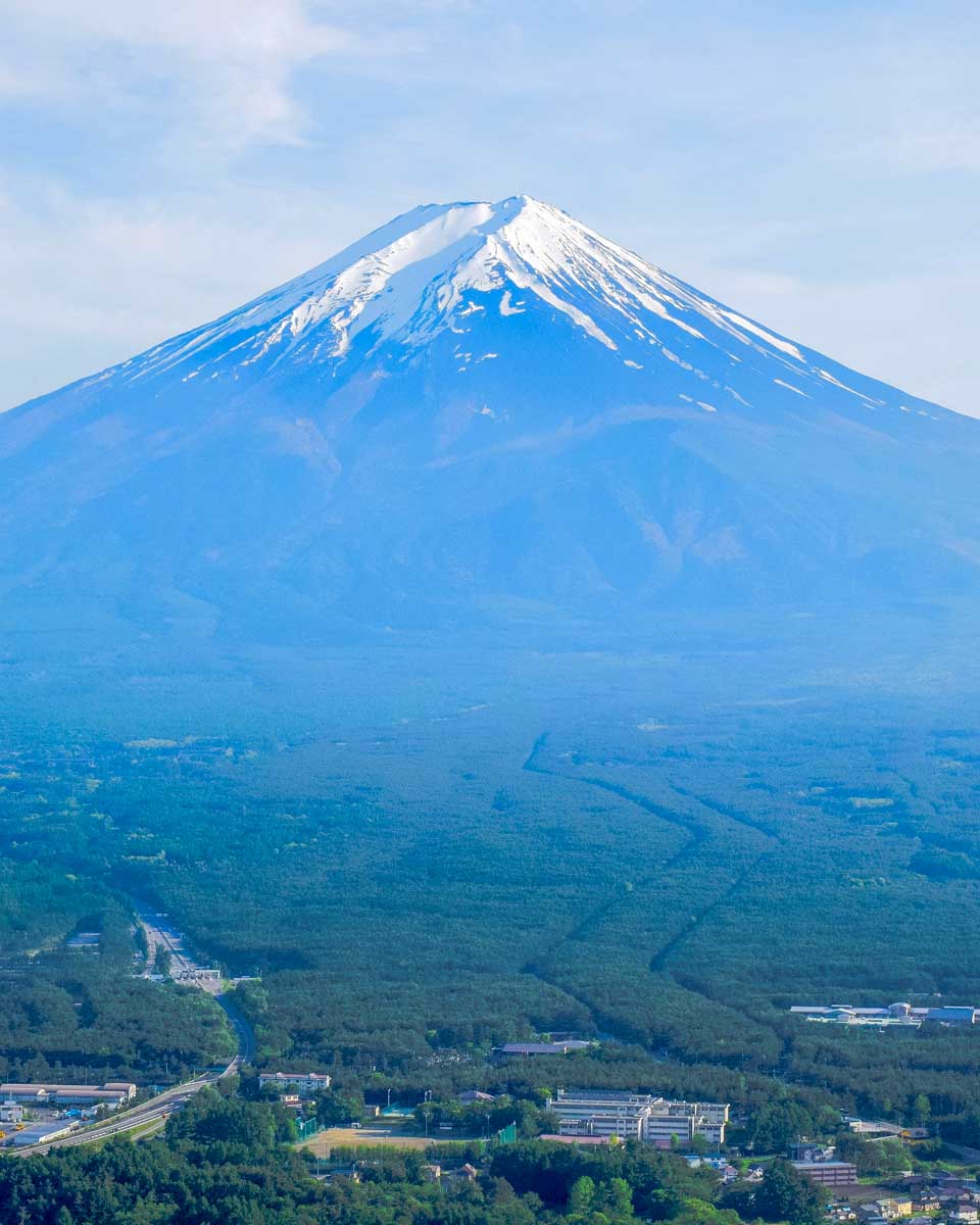 Fuji seen at the top of the Kachi Kachi ropeway on Mt Tenjoya in Lake Kawaguchi Japan