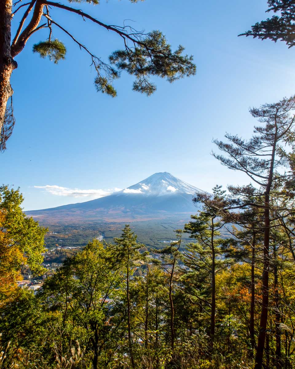 Fuji seen from the Fuji scenic ropeway in Lake Kawaguchi Japan