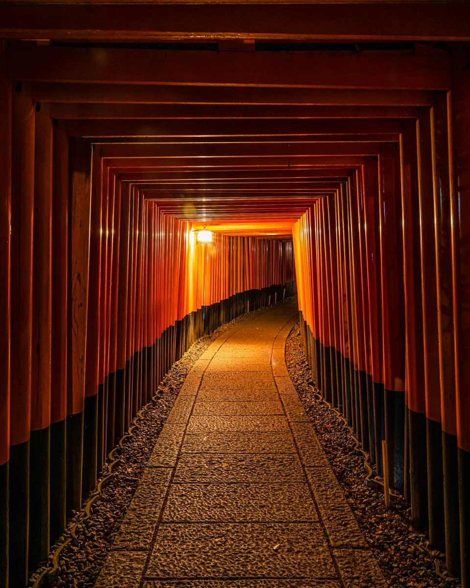 Fushimi Inari Taisha in Kyoto, Japan at night