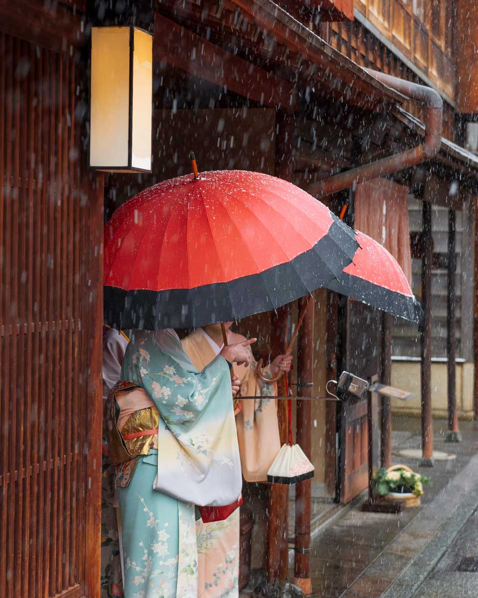 Geisha at The famous Higashi Chaya District seen in Kanazawa Japan