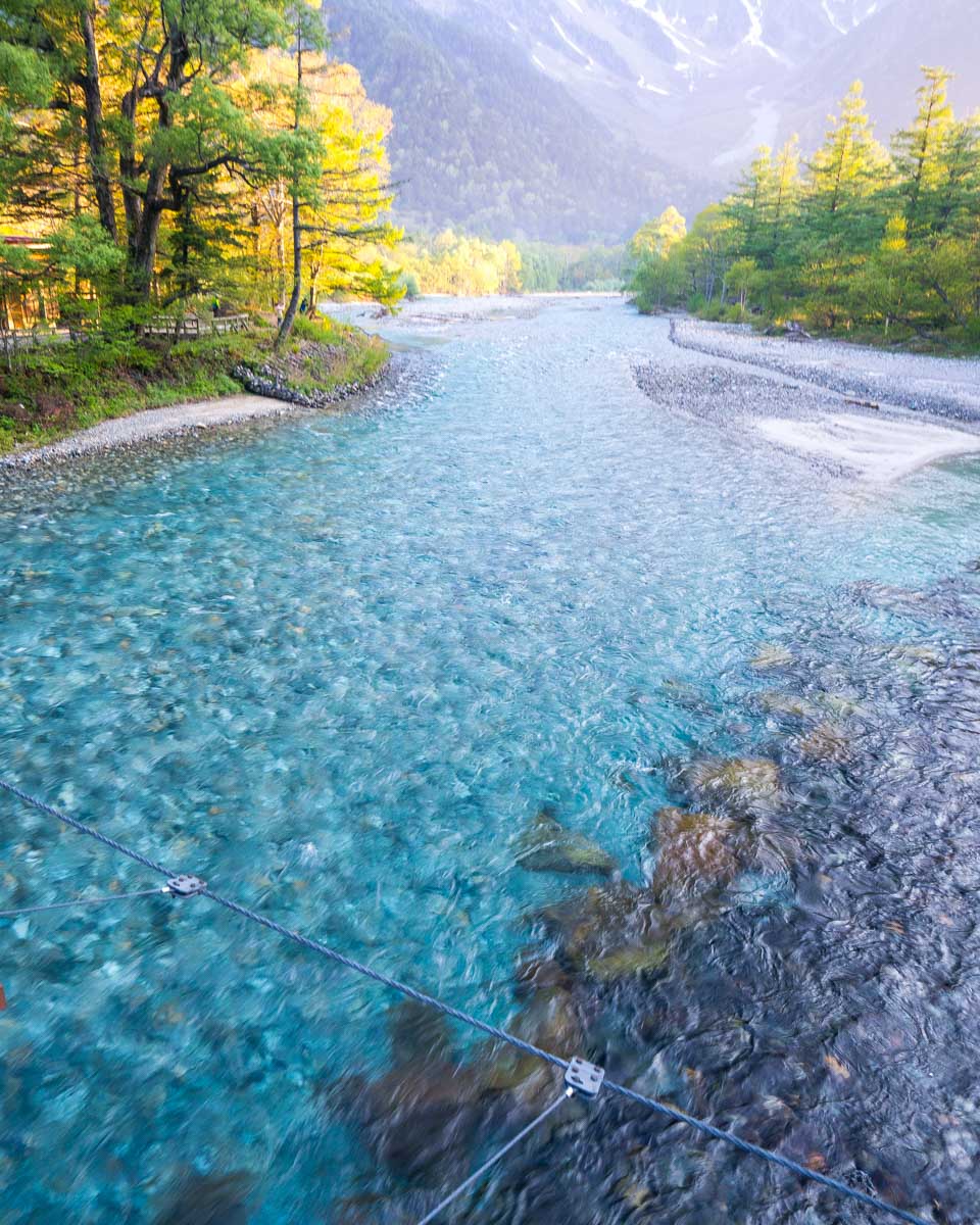 Kamikochi’s scenic Azusa River seen on a day trip from Nagano Japan