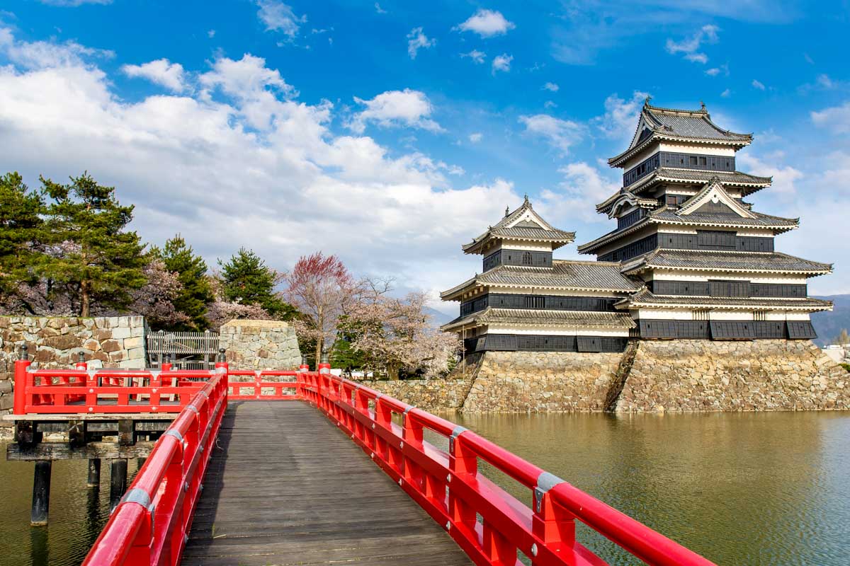 Looking at Matsumoto Castle near Nagano Japan