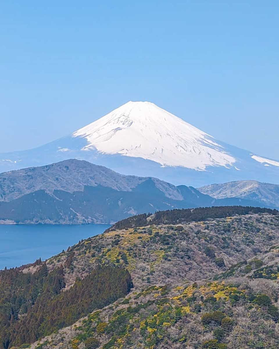 Mt Fuji seen from Mount Kintoki in Hakone Japan