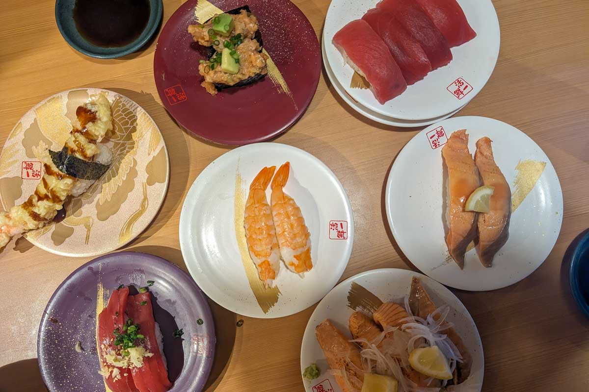 Sushi eaten for dinner in Tokyo Japan