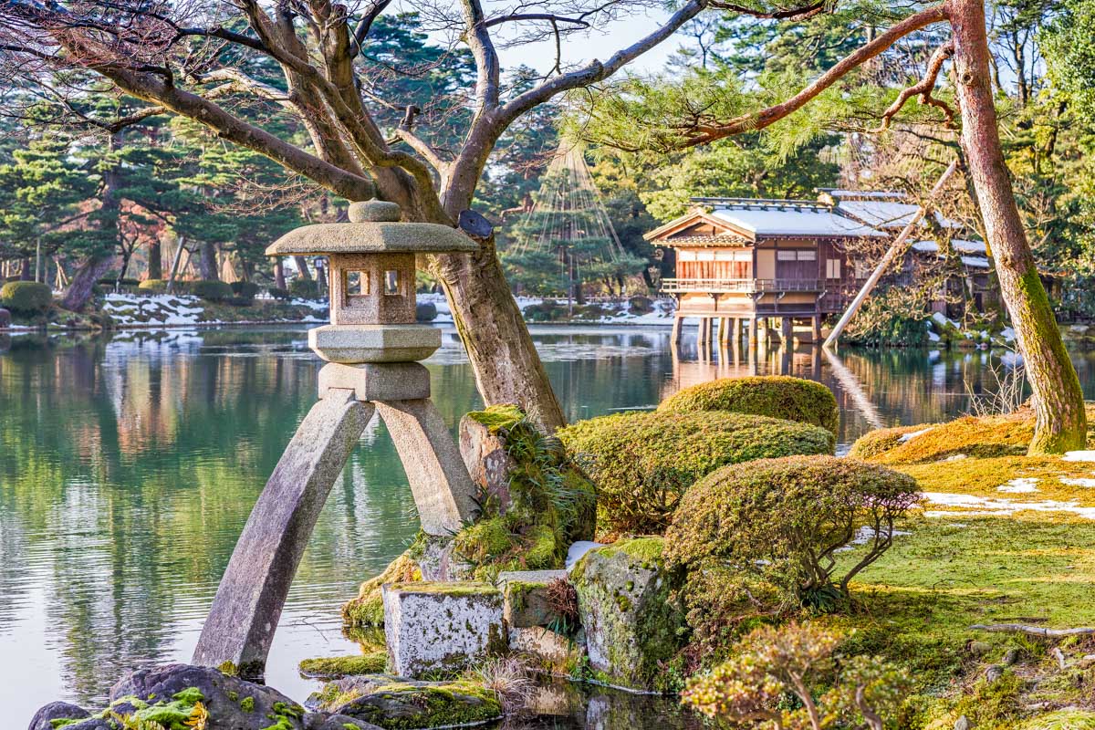 The Kenrokuen Garden seen in Kanazawa Japan