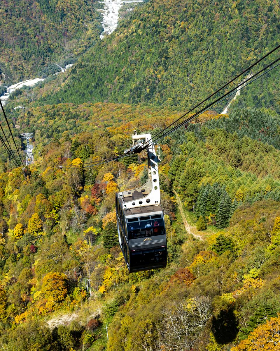 The Shinhotaka Ropeway cable car in Japan