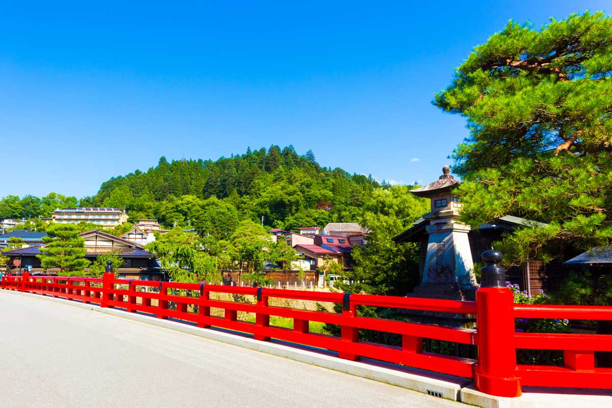 The iconic red bridge in Takayama Japan