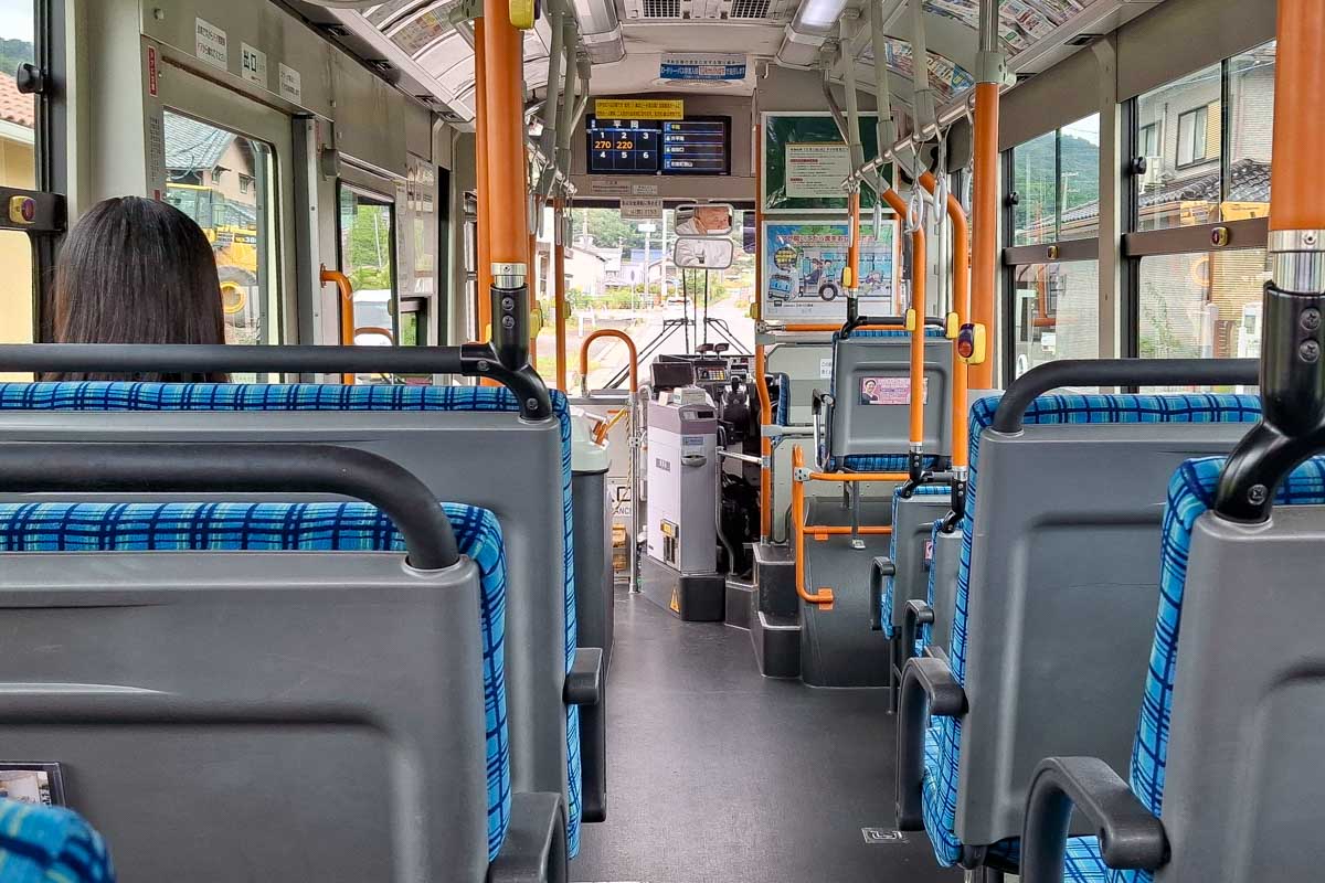 The inside of a bus seen in Japan
