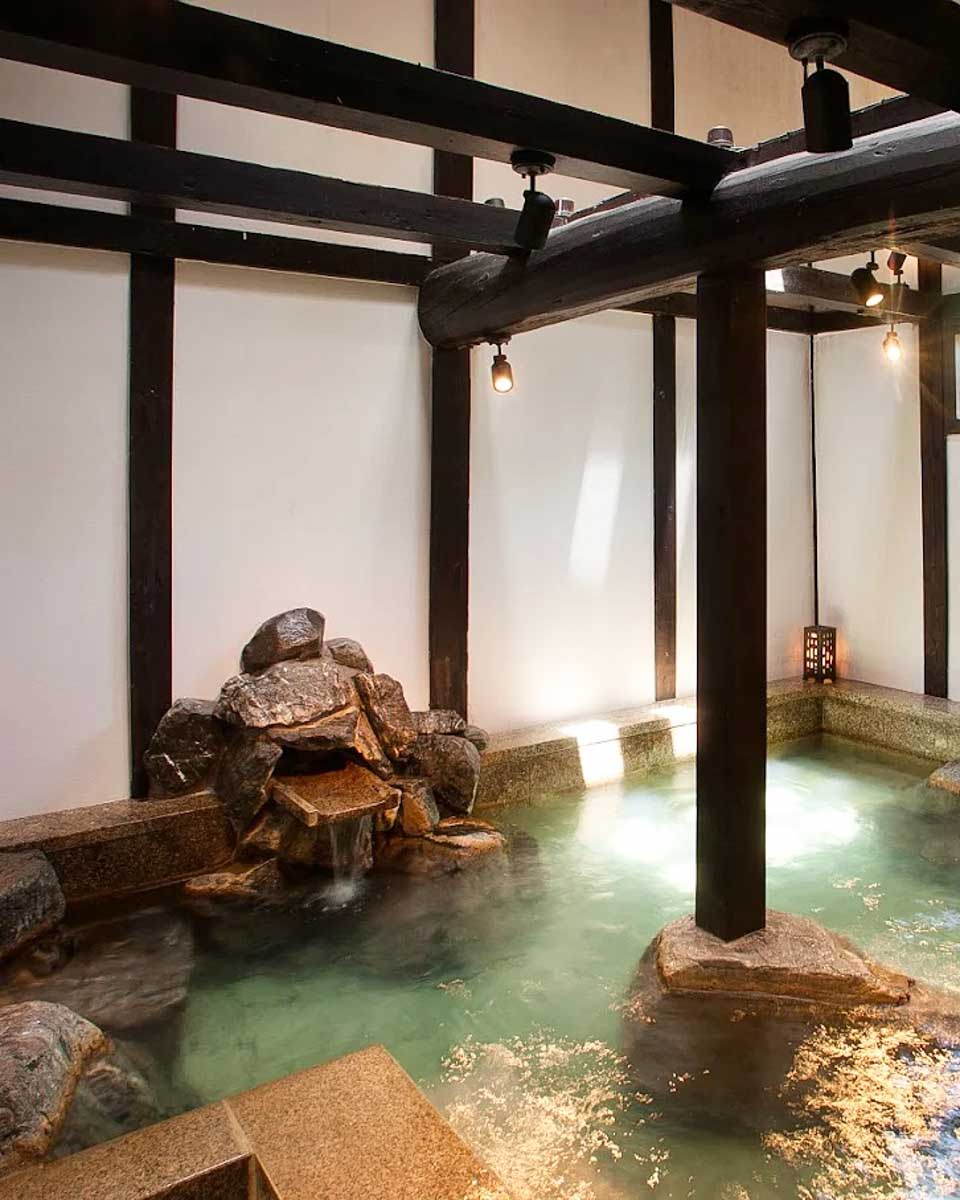 The onsen in Honjin Hiranoya Annex in Takayama Japan