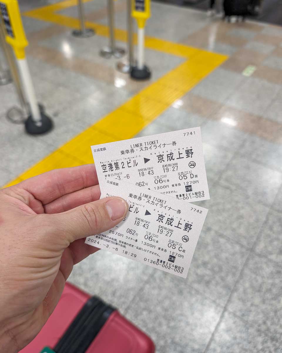 Two tickets for public transportation (subway) in Tokyo Japan