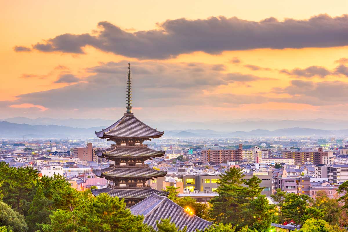 View of the cityscape in Nara, Japan