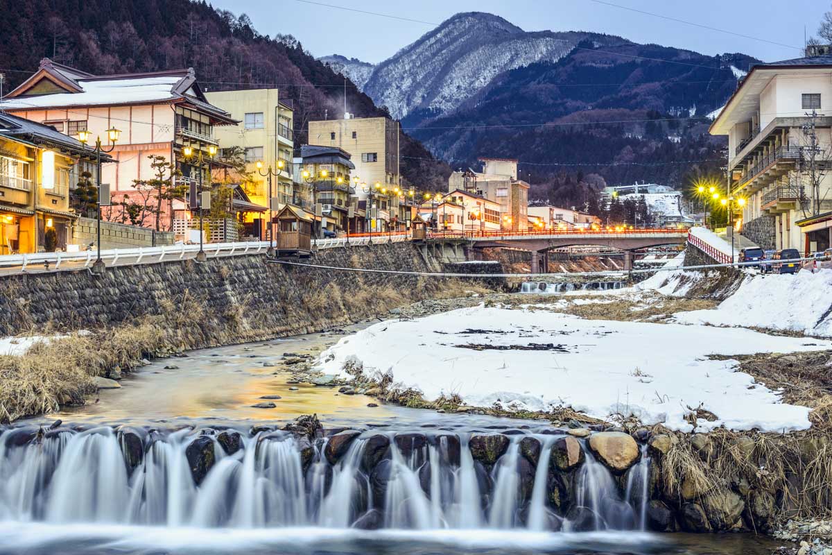 View of the town Shibu Onsen in Japan