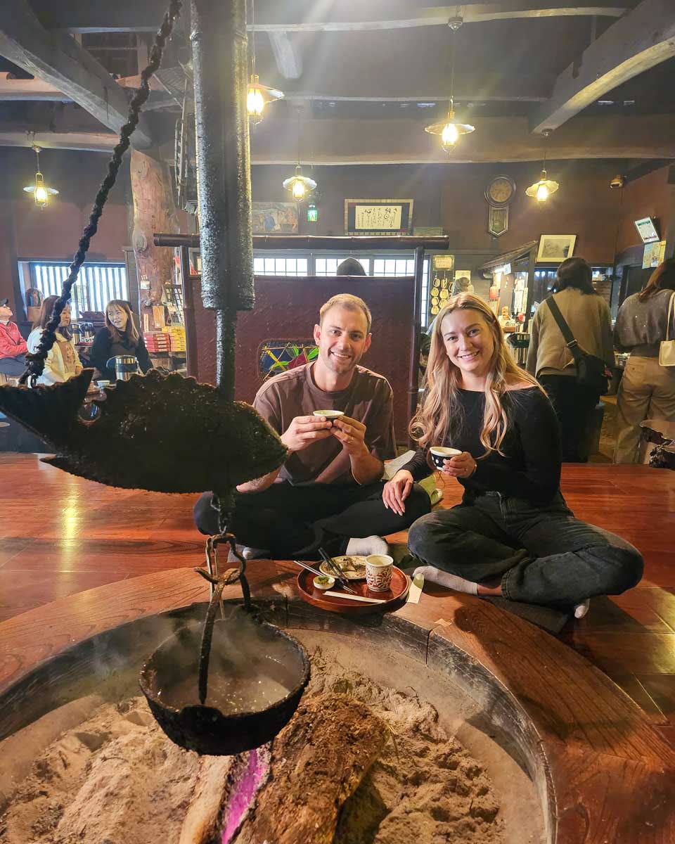 Daniel and Bailey get their photo taken by a local in Hakone Japan