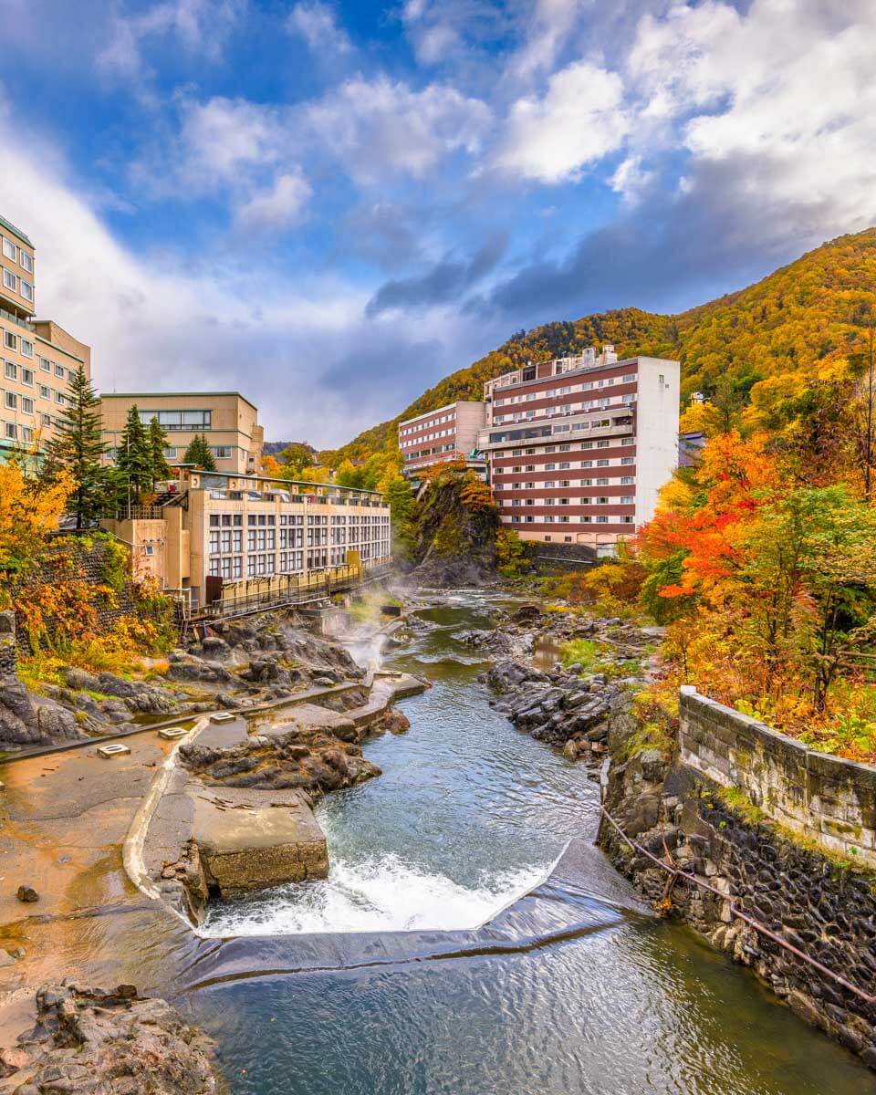 Jozankei resort town seen near Sapporo Japan