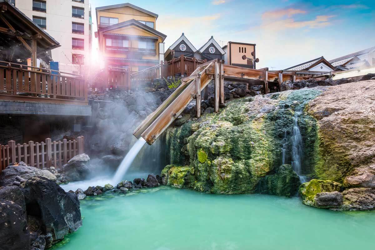 Yubatake Hotspring at Kusatsu Onsen in Gunma, Japan