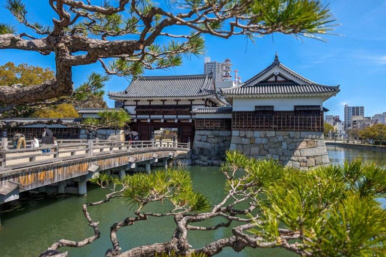 Hiroshima Castle and trees in Hiroshima Japan