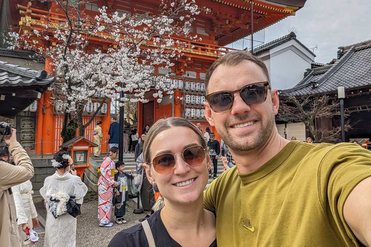 Daniel and Bailey at Yasaka Shrine in Kyoto Japan