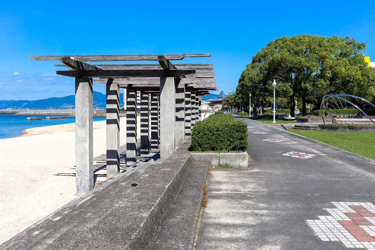 The Beppu waterfront in Japan