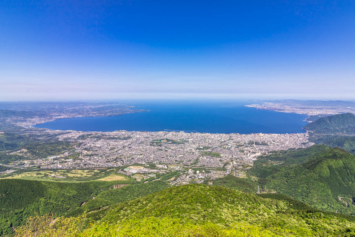 View of Beppu from Mount Tsurumi in Japan