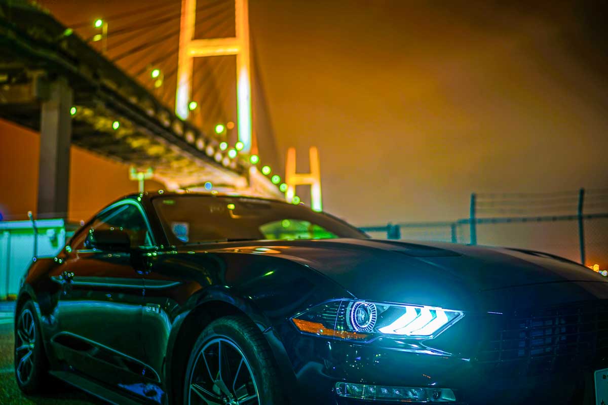 A car at Daikoku Parking Area in Yokohama Japan