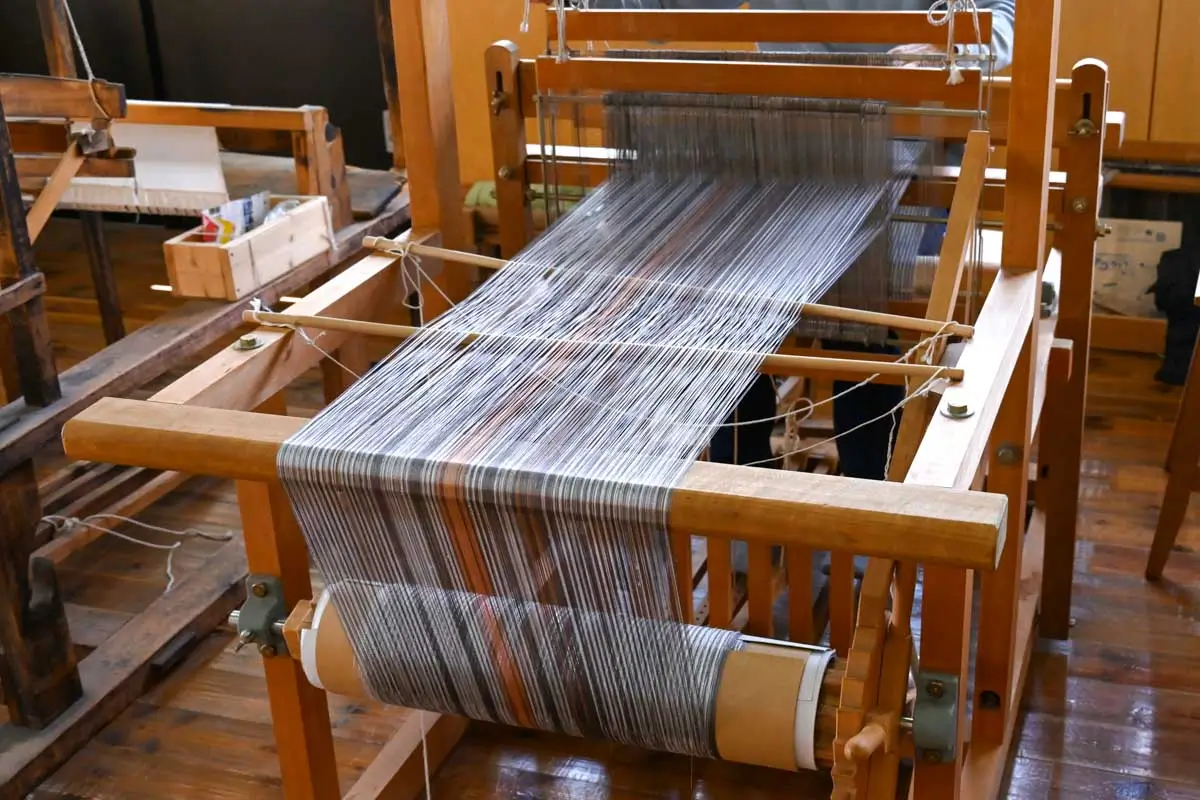 A traditional silk weaving machine seen in Silk Museum Yokohama, Japan