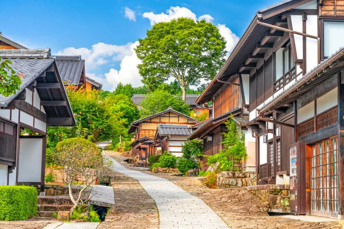 View of Magome on the Tsumago Nakasendo Trail on a day hike from Nagano Japan 2