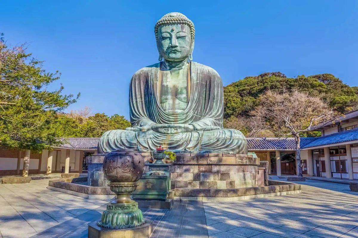 Great Buddha at Kotoku-in seen on a clear day on a tour from Yokohama, Japan